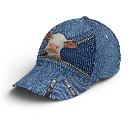 Cow Jean Zipper Style Baseball Cap Lasfour CO0813