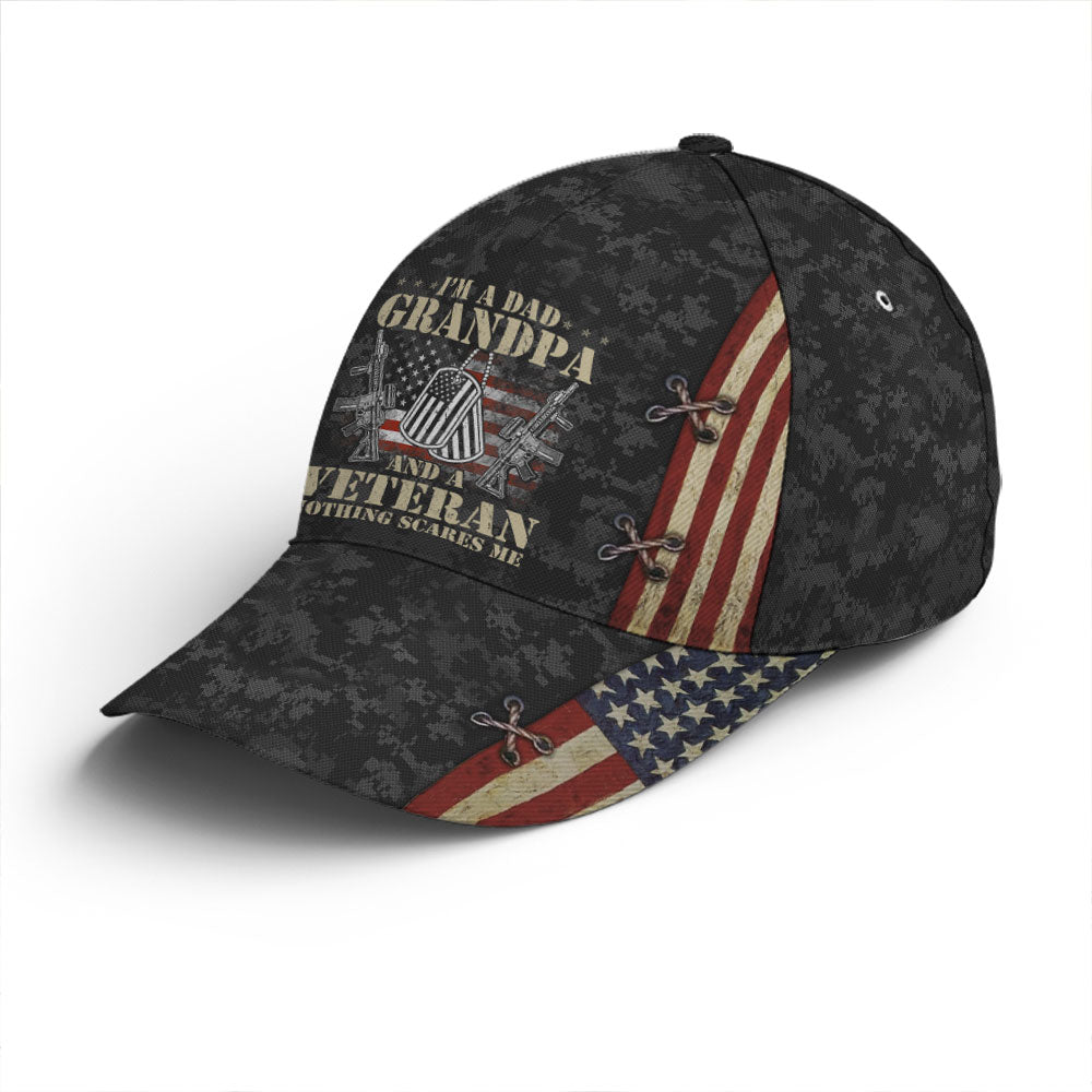 Grandpa Dad Veteran Nothing Scares Me Baseball Cap Lasfour CO0703