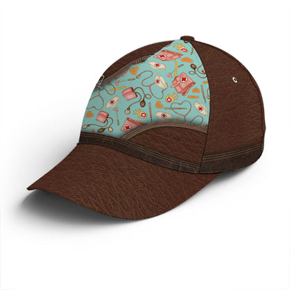 Nurse Pattern Leather Style Baseball Cap Lasfour CO0870