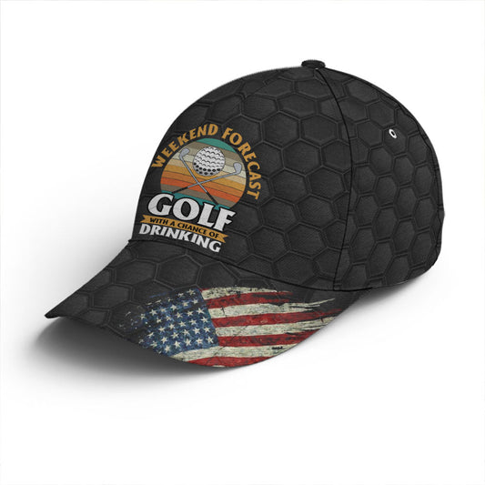 American Flag Golf With A Chance Of Drinking Baseball Cap Lasfour CO0867