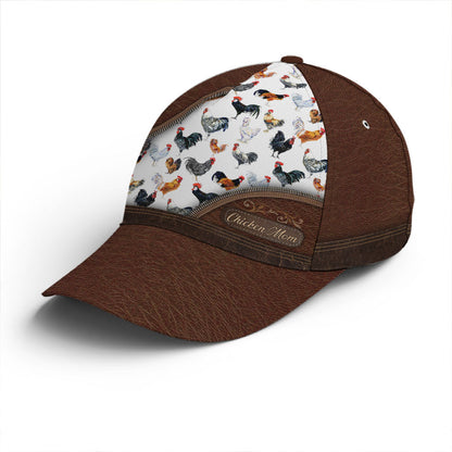 Chicken Mom Leather Baseball Cap Lasfour CO0874