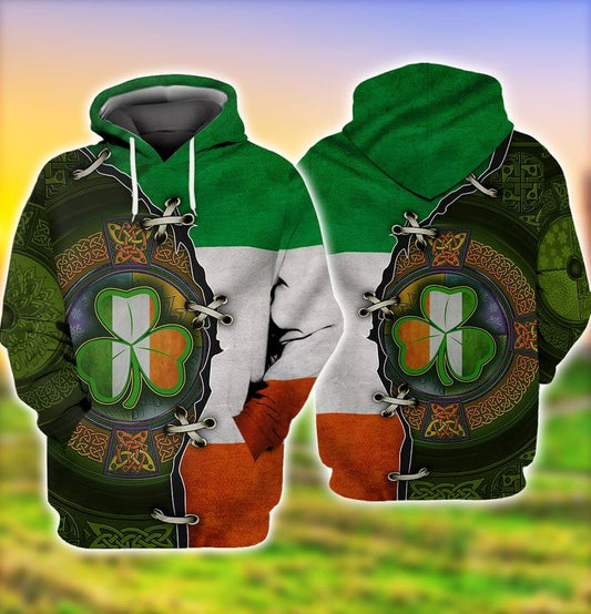 Shamrock Ireland Flag Pattern 3D Shirt, Happy Patrick's Day Shirt, Idea Shirt For Patrick Day PO0283