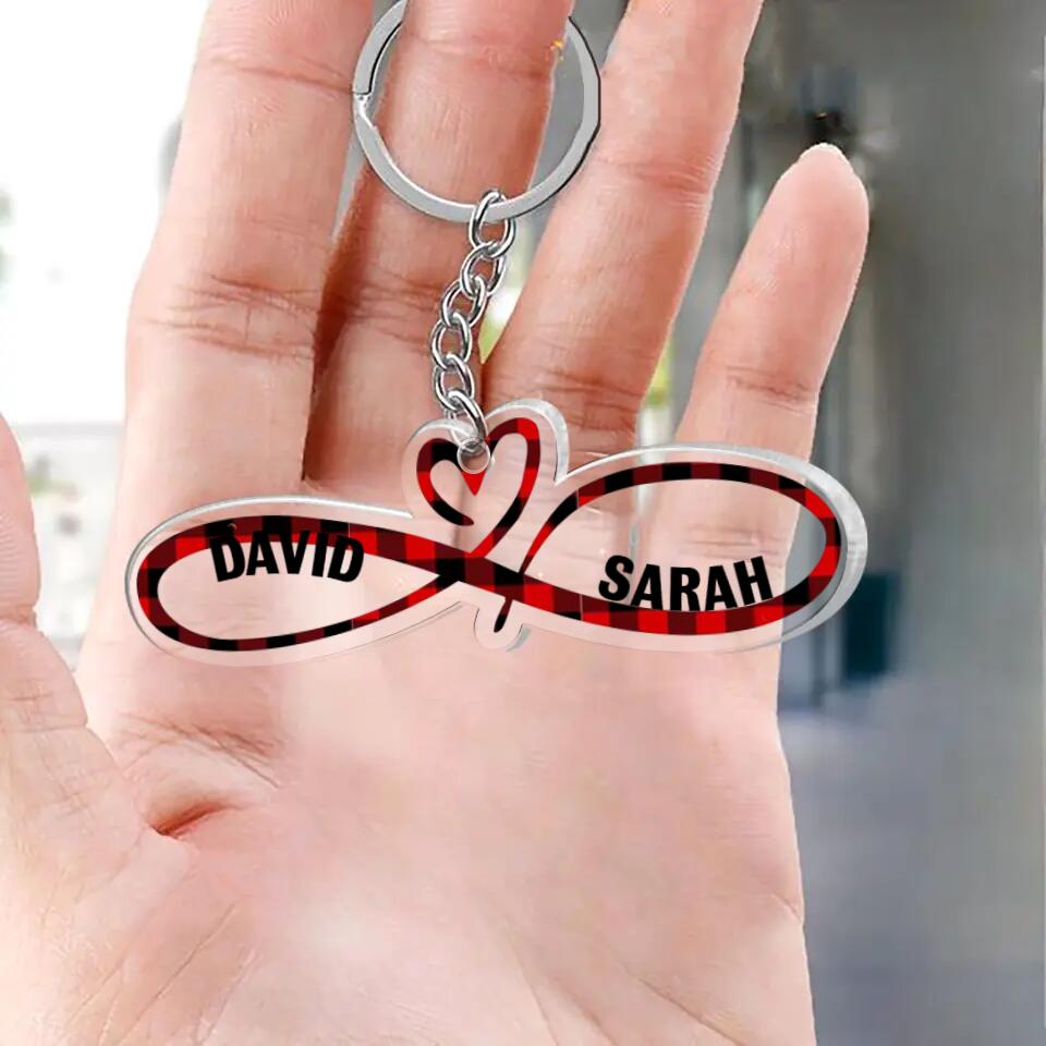 Custom Personalized Couple Infinity Love Acrylic Keychain - Gift Idea For Couple KO0045