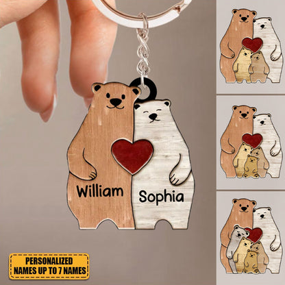 Family Bears Personalized Acrylic Keychain - Gift For Family Member KO0035