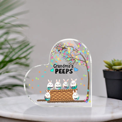 Customized Heart Shaped Acrylic Plaque - Grandma's Peeps, Gift for Grandma, Easter Day MI0512