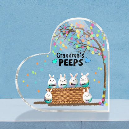 Customized Heart Shaped Acrylic Plaque - Grandma's Peeps, Gift for Grandma, Easter Day MI0512