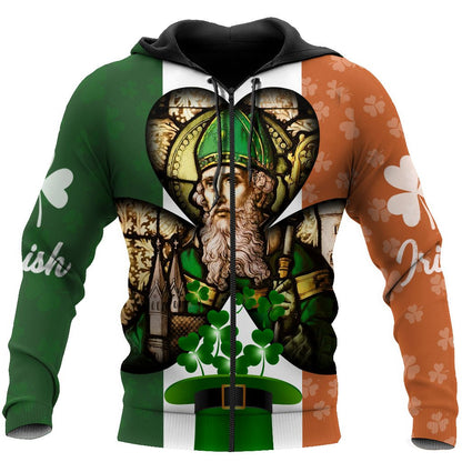 Irish Lucky Ireland Flag Pattern Saint Patrick's Day Hoodie Shirt for Man and Women PO0267