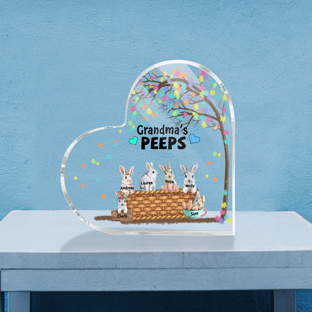 Heart Shaped Acrylic Plaque - Grandma's Peeps, Gift for Grandma, Easter Day MI0511