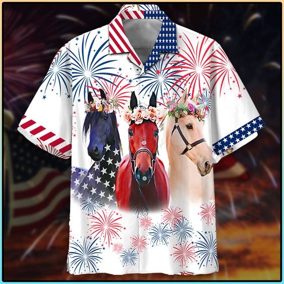 Hourse Hawaiian Shirt, Hourse Independence Day Hawaiian Shirts, Gift For Horse Lovers HO5124