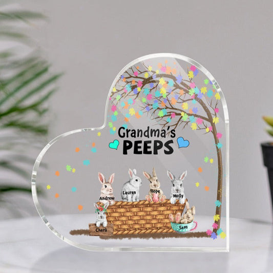 Heart Shaped Acrylic Plaque - Grandma's Peeps, Gift for Grandma, Easter Day MI0511