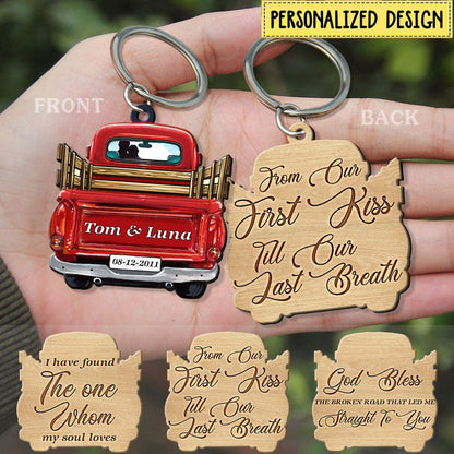 Personalized I Have Found The One Whom My Soul Loves Wooden Keychain, Custom Two Sides Couple Keychain KO0067