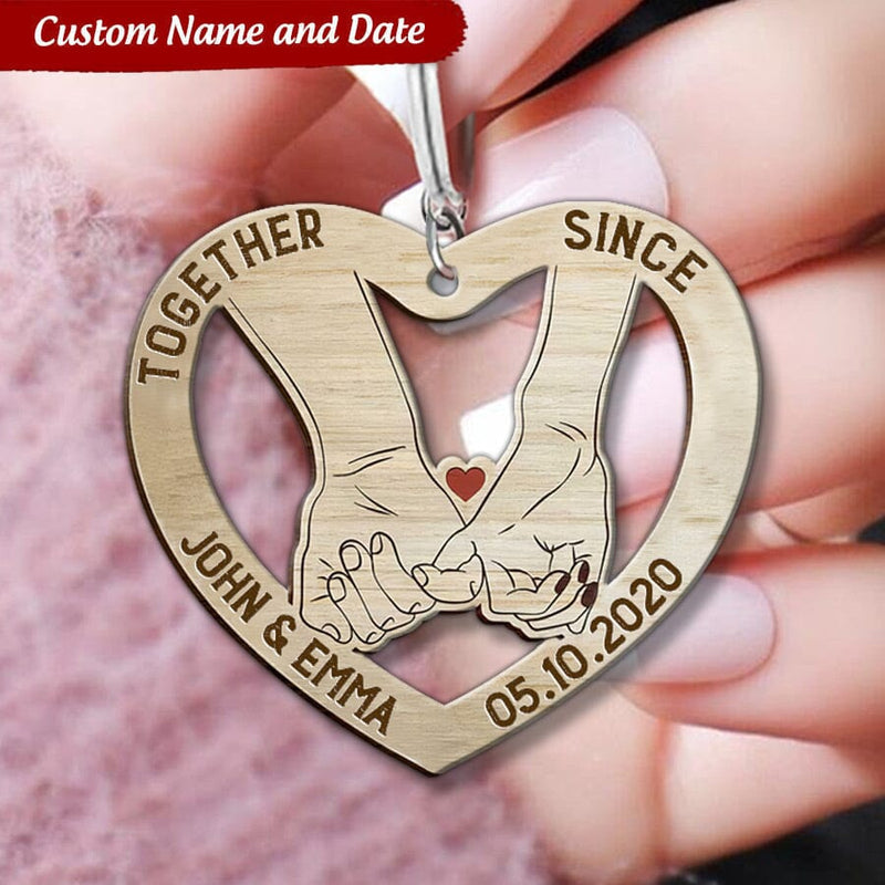 Together Since Couple Personalized Wooden Keychain, Valentine Day Gift for Him Her, Couple Keychain KO0080