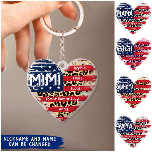 Mini, Nana, Gigi Heart Love Grandkids Custom Color Acrylic Keychain KO0300