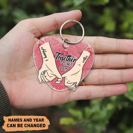 Couple Holding Hand, Together Since Personalized Acrylic Keychain, Gift for Couple Valentine's Day KO0081