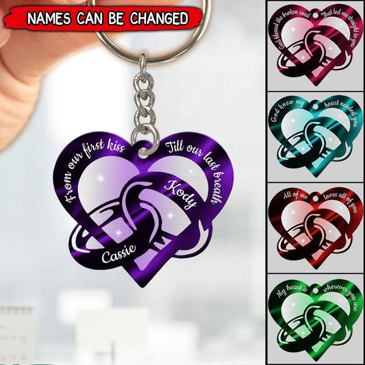 Personalized Couple Rings Heart Acrylic Shape Keychain Cute Gifts for Couples KO0137