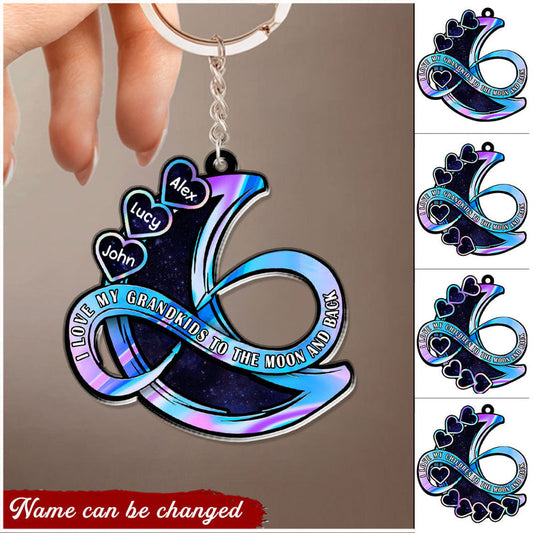 I Love My Grandkids, My Children To The Moon And Back Custom Keychain KO0273