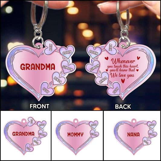 Personalized Grandma Mom Whenever You Touch This Heart Mother's Day Valentine Gift 2 Sided Acrylic Keychain KO0293