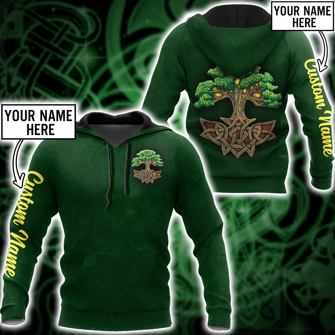 Lasfour Personalized Irish Tree Of Life Custom Name, St Patrick's Day 3D Shirt, Tree Of Life Shamrock Shirt PO0303