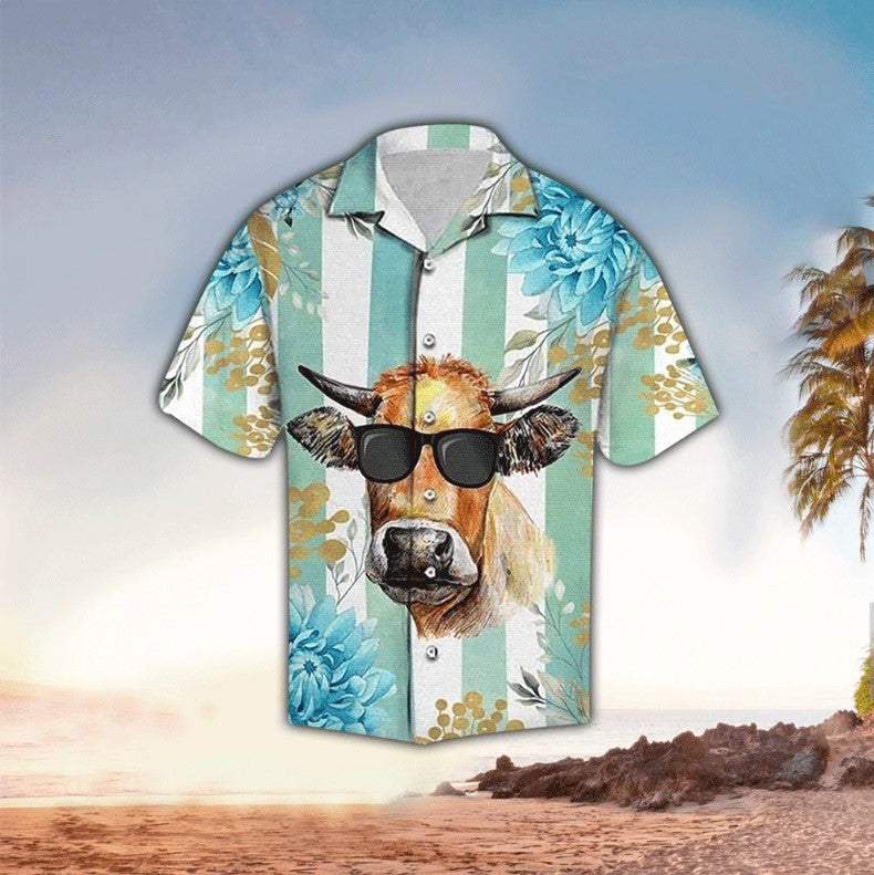 Amazing Tropical Cow 3d All Over Printed Unisex Hawaiian Shirt Hawaii Shirt Men HO2262