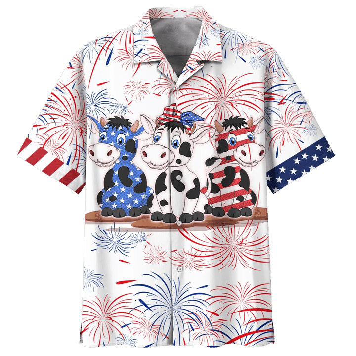 America Cow Background Design Hawaiian Shirt, Hawaiian shirt men HO2120