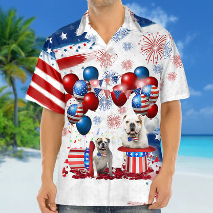 American Bulldog Independence Day Hawaiian Shirt, Dog Hawaii Beach Shirt Short Sleeve For 4Th Of July HO3897