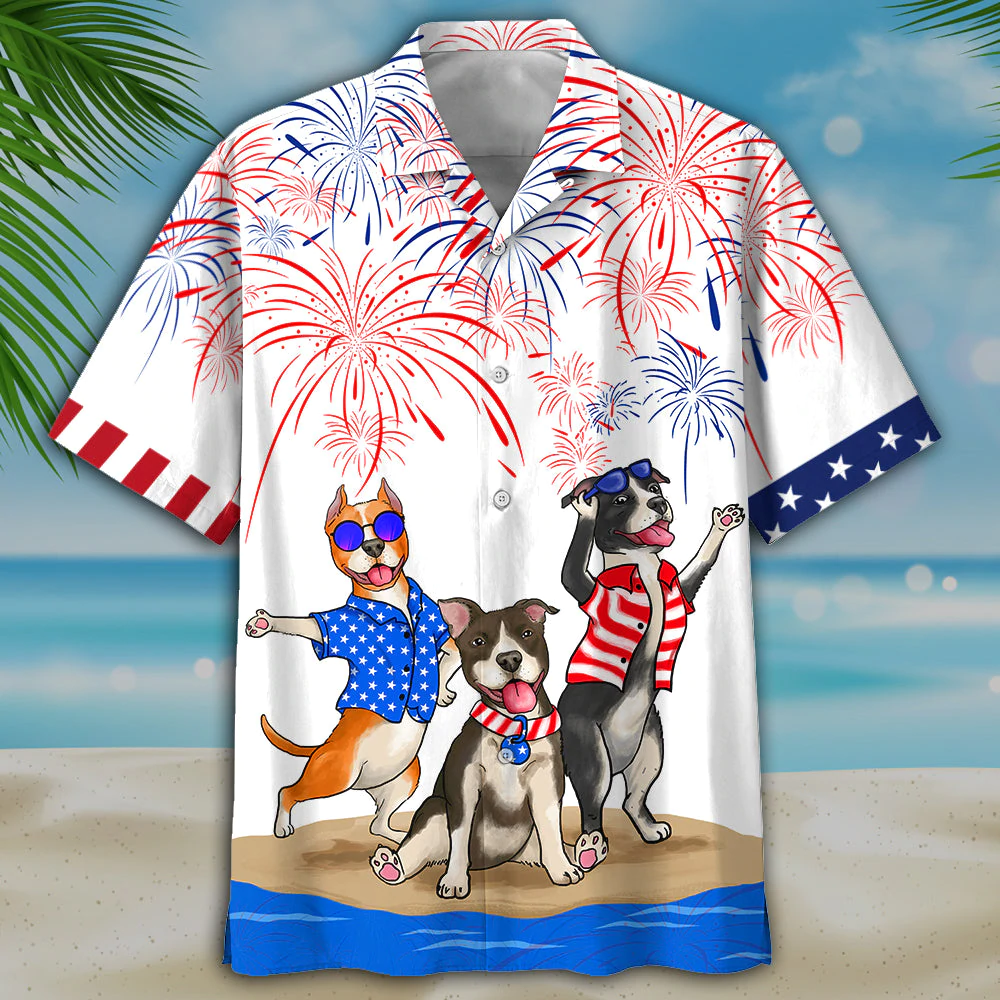 American Staffordshire Terrier Shirts - Independence Day Is Coming, Men's USA Patriotic Hawaiian Shirt HO0733