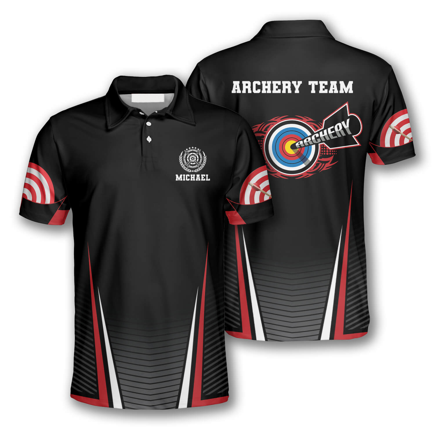 Red Black Net Pattern Custom Archery Shirts for Men, Uniform for Team Archery AO0059