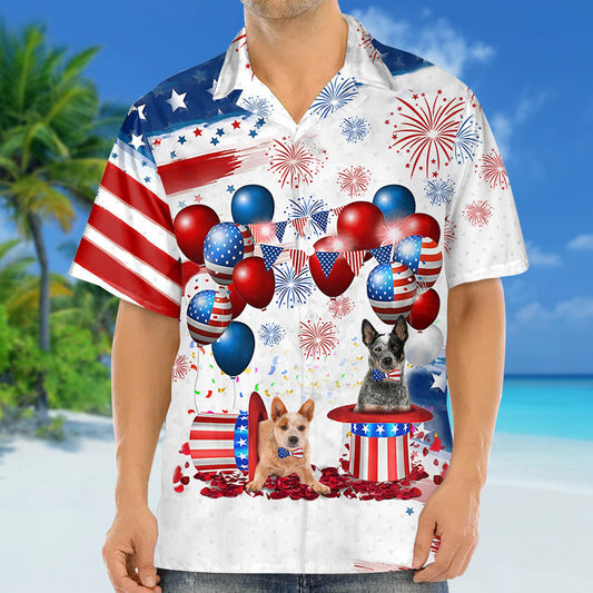 Australian Cattle Independence Day Hawaiian Shirt, Dog Hawaii Beach Shirt Short Sleeve For 4Th Of July HO3898