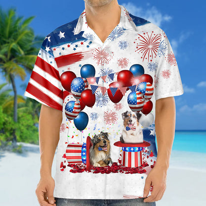 Australian Shepherd Independence Day Hawaiian Shirt, Dog Hawaii Beach Shirt Short Sleeve For 4Th Of July HO3899