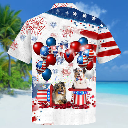 Australian Shepherd Independence Day Hawaiian Shirt, Dog Hawaii Beach Shirt Short Sleeve For 4Th Of July HO3899