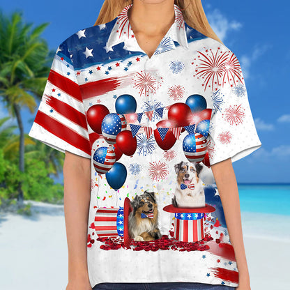 Australian Shepherd Independence Day Hawaiian Shirt, Dog Hawaii Beach Shirt Short Sleeve For 4Th Of July HO3899