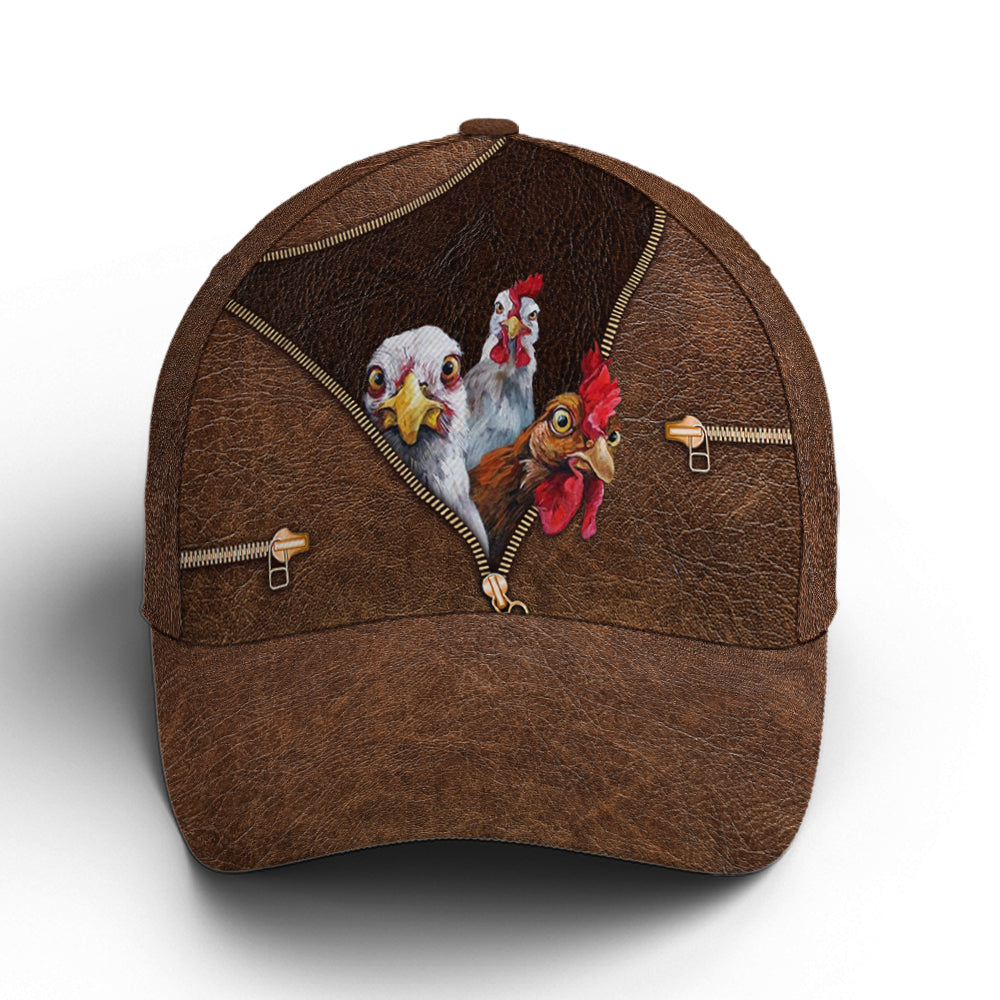 Funny Chicken Leather Style Baseball Cap Lasfour CO0876