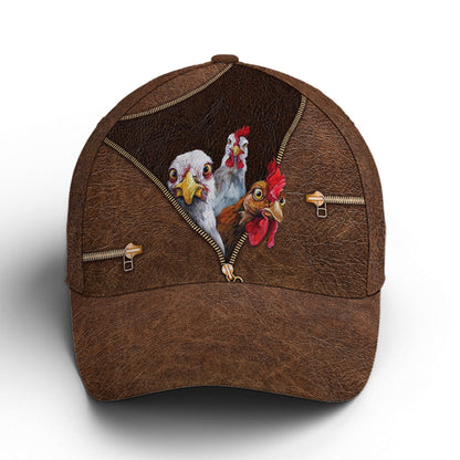 Funny Chicken Leather Style Baseball Cap Lasfour CO0876