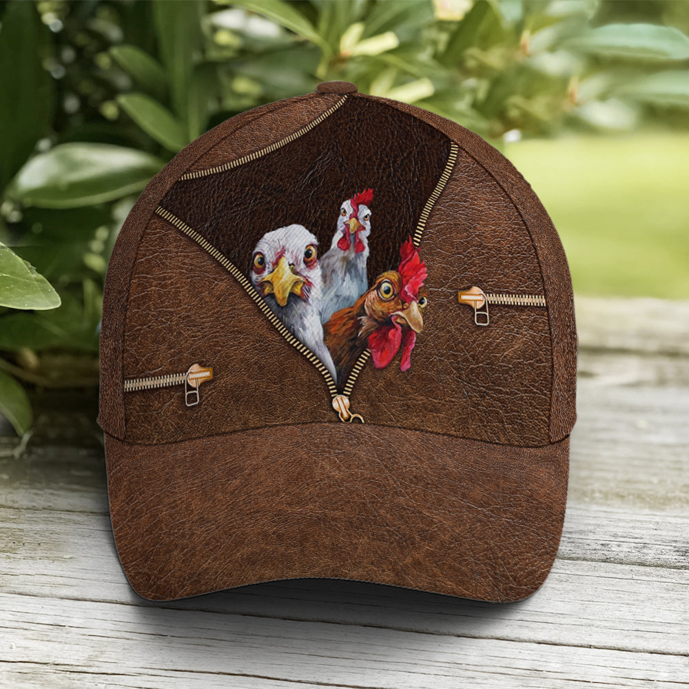 Funny Chicken Leather Style Baseball Cap Lasfour CO0876