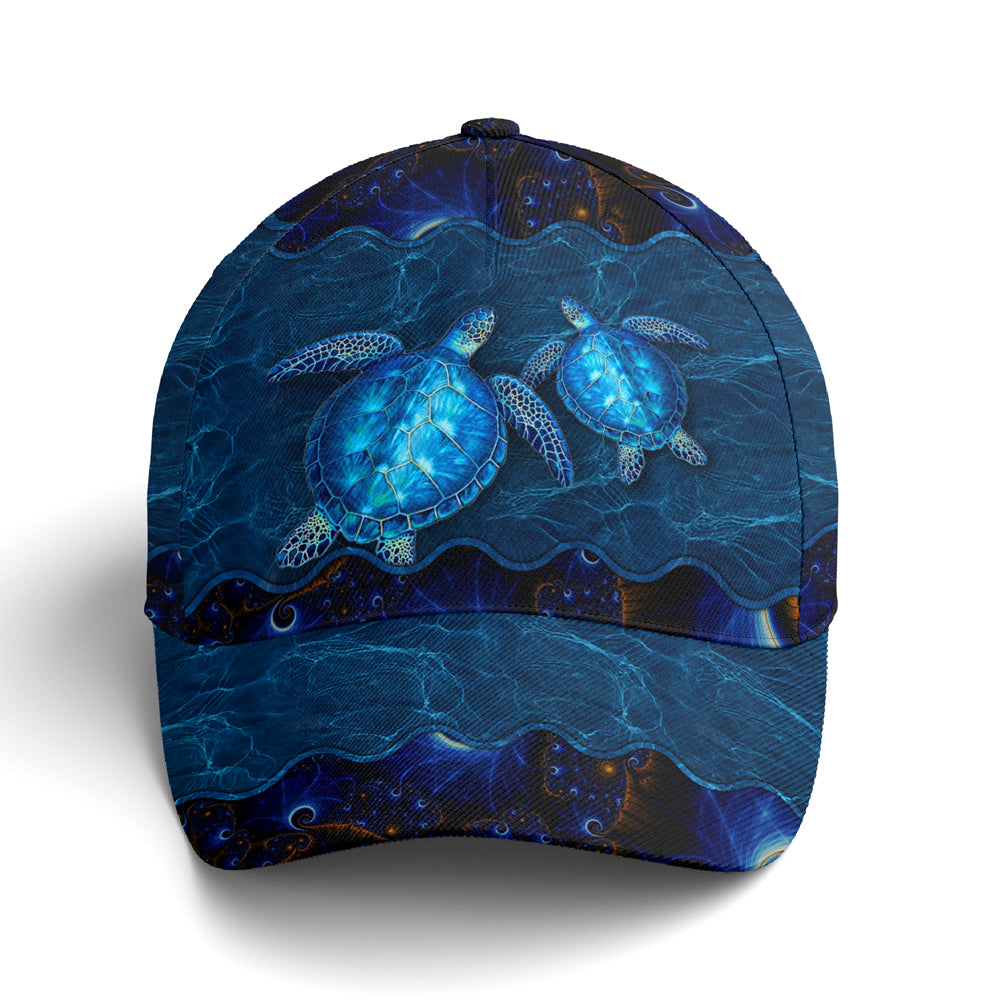 Sea Turtle In The Ocean Print Baseball Cap Lasfour CO0806