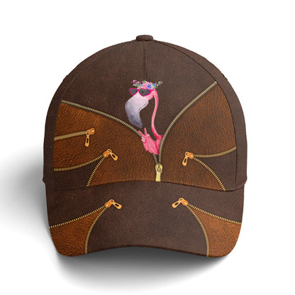 Funny Flamingo Leather Style Baseball Cap Lasfour CO0797