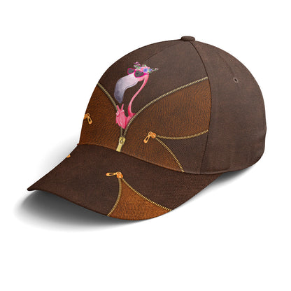 Funny Flamingo Leather Style Baseball Cap Lasfour CO0797