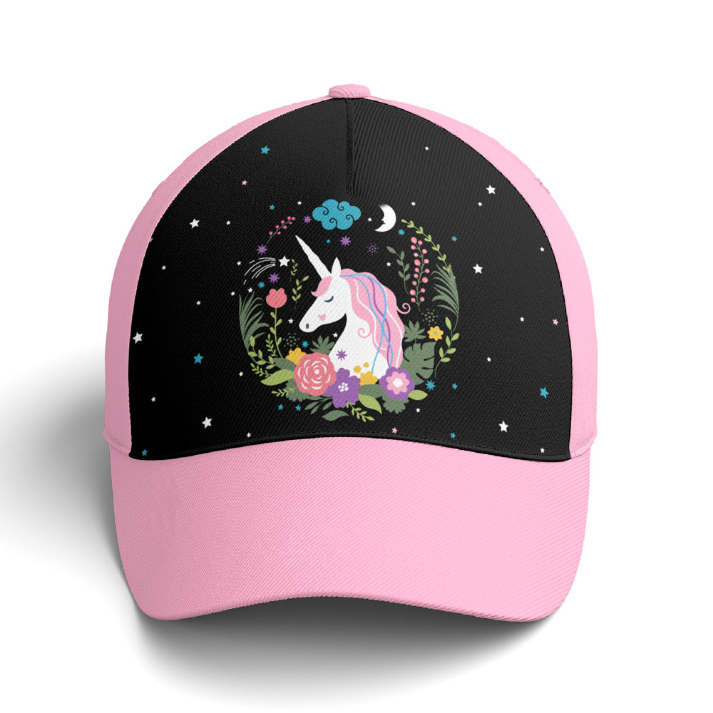 Floral Dreamy Unicorn Baseball Cap For Fantasy Creatures Lovers Lasfour CO0963