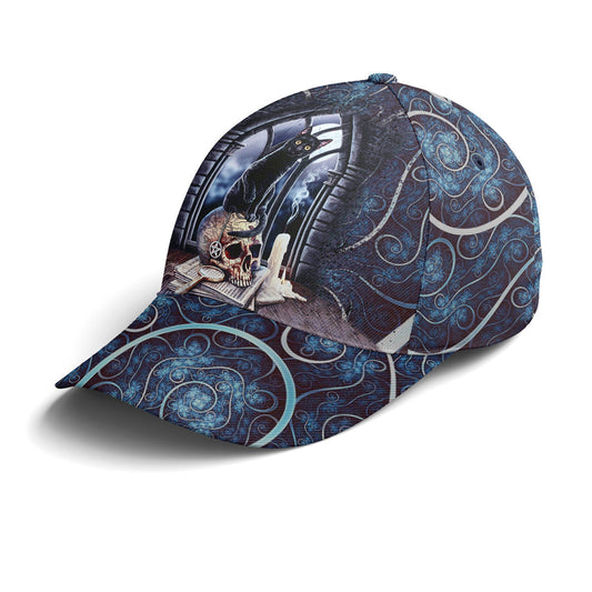 Mystical Black Cat And Skull Baseball Cap Lasfour CO0732