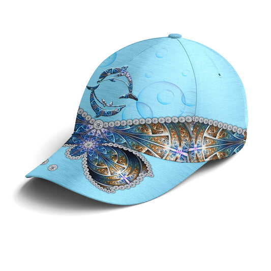 Dolphin Ocean Theme Jewel Print Style Baseball Cap Lasfour CO0889