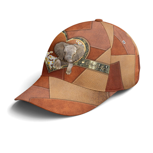 Leather Style Floral Elephant Baseball Cap Lasfour CO0752