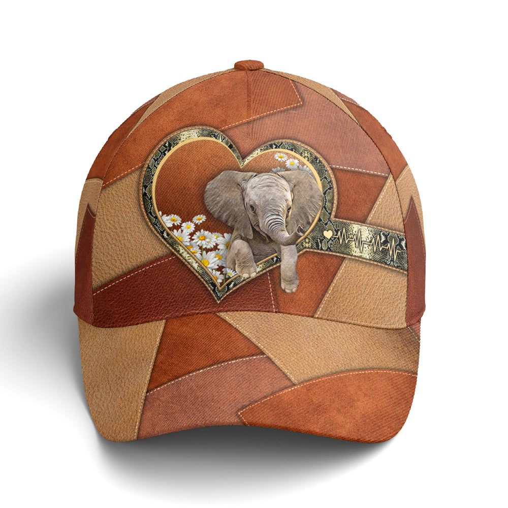 Leather Style Floral Elephant Baseball Cap Lasfour CO0752