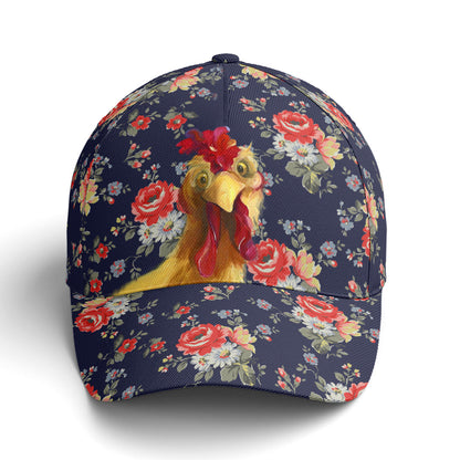 Floral Funny Rooster Baseball Cap Lasfour CO0880