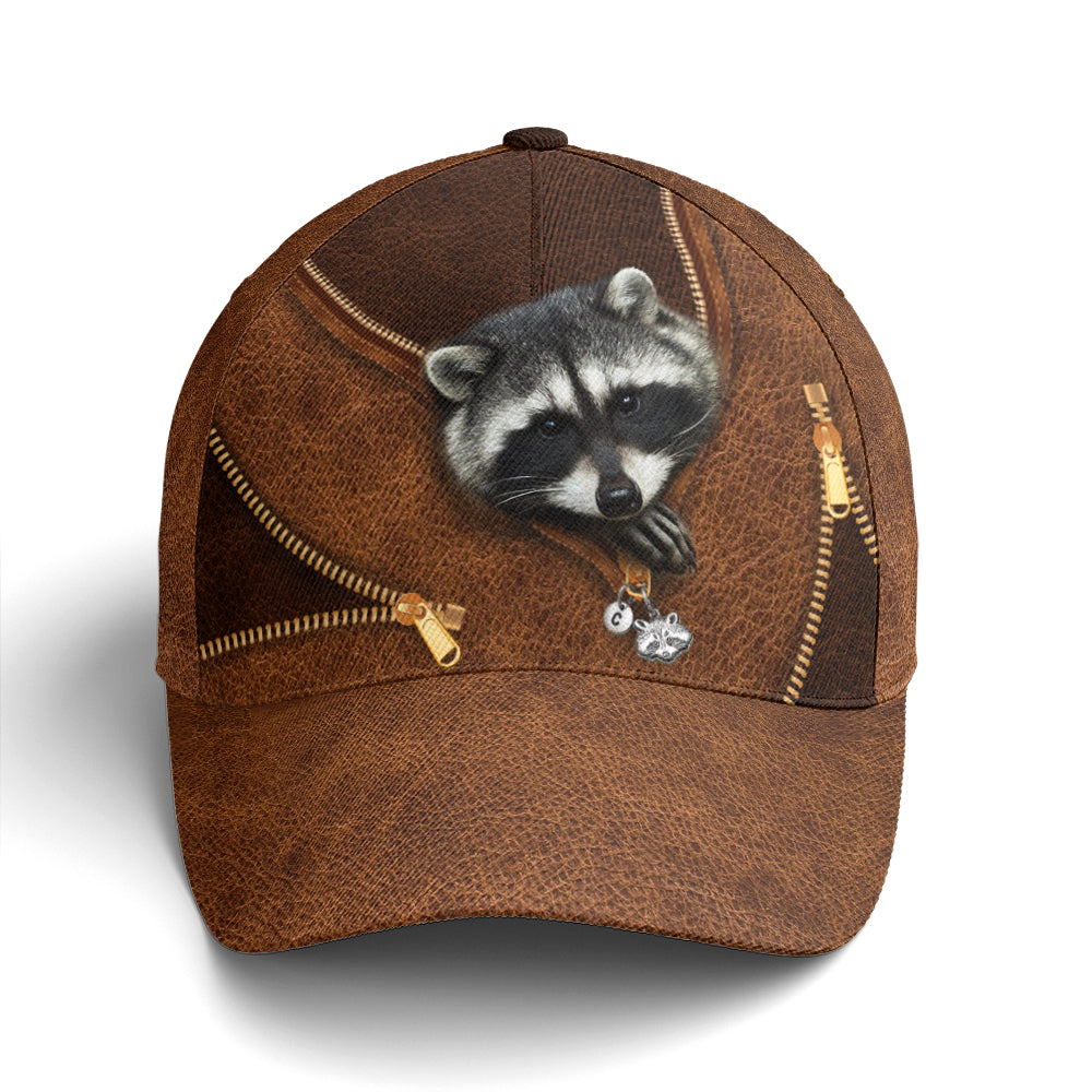 Lovely Funny Racoon Leather Style Baseball Cap Lasfour CO0783