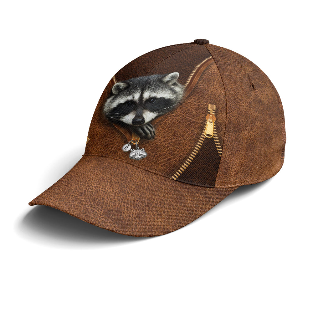 Lovely Funny Racoon Leather Style Baseball Cap Lasfour CO0783