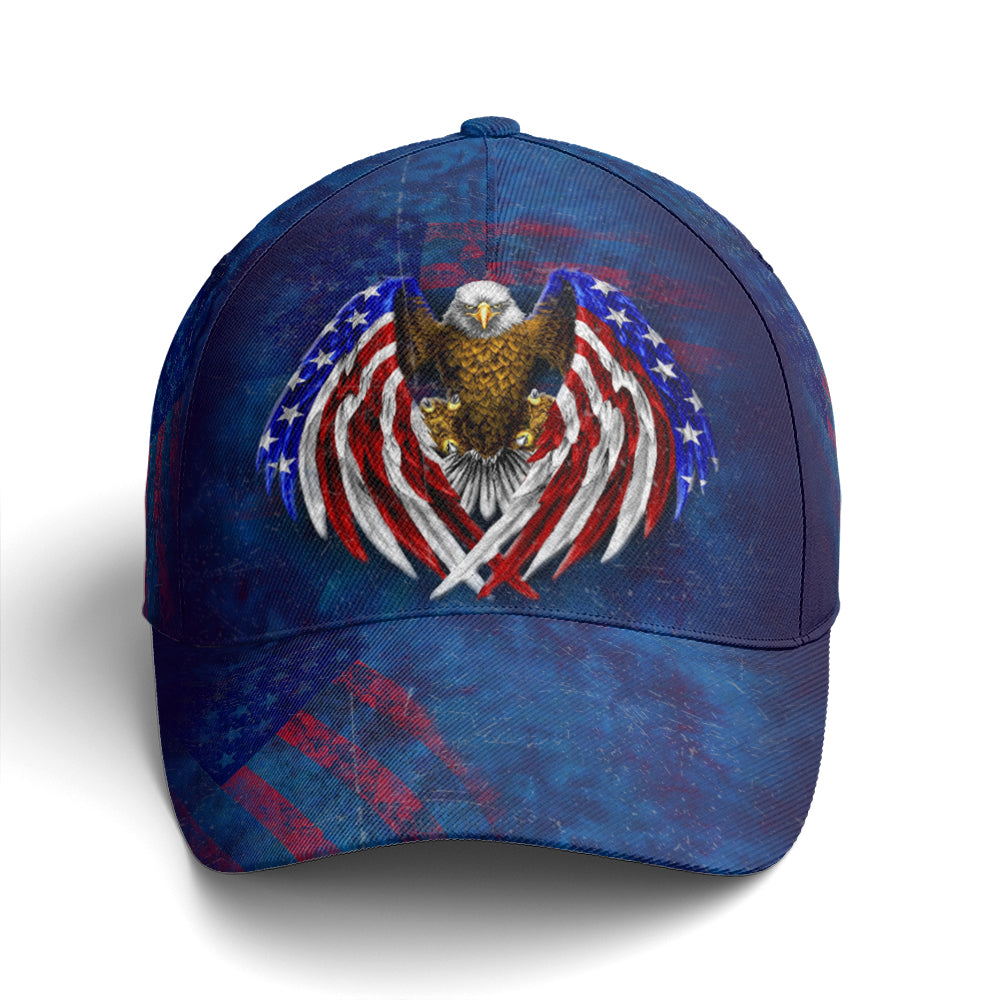 American Flag Eagle Wings Blue Baseball Cap Lasfour CO0972