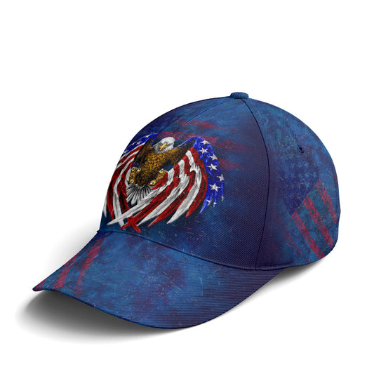 American Flag Eagle Wings Blue Baseball Cap Lasfour CO0972