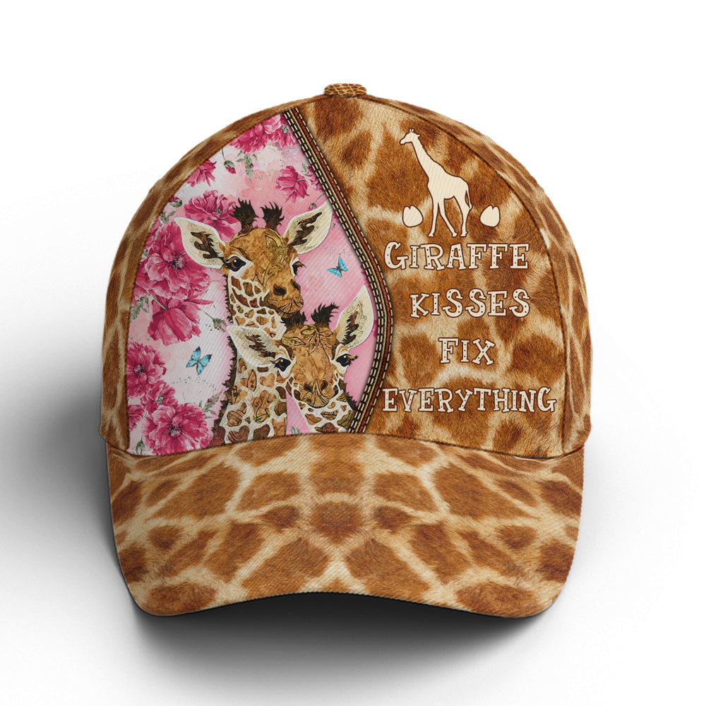 Baseball Cap For Giraffe Lovers Kisses Fix Everything Skin Pattern Lasfour CO0947