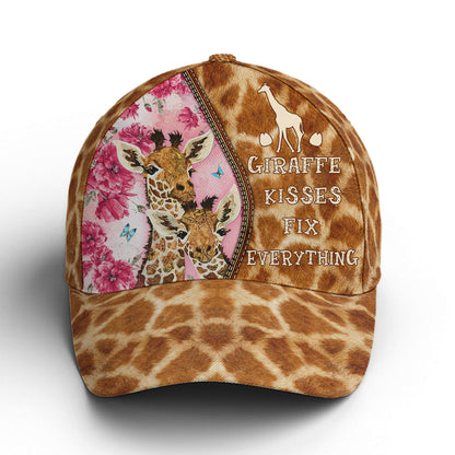 Baseball Cap For Giraffe Lovers Kisses Fix Everything Skin Pattern Lasfour CO0947