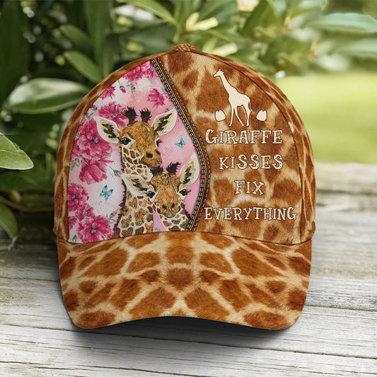 Baseball Cap For Giraffe Lovers Kisses Fix Everything Skin Pattern Lasfour CO0947